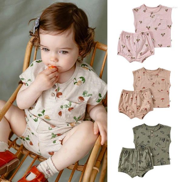 Set di abbigliamento cotone kids stampare estate casa indossare bambini ragazze per pigiama set di vestiti set di vestiti