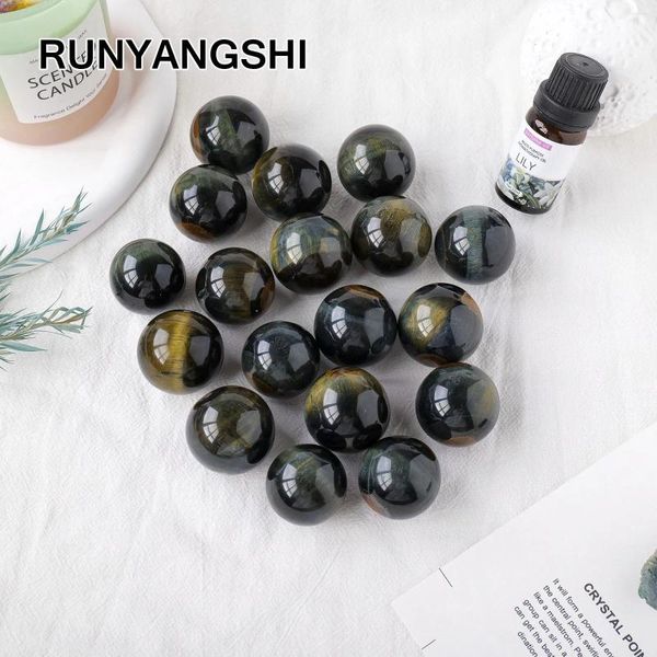 Figurine decorative 1 pc Natural Blue Tiger Eye Eye Sfera di lucidatura della sfera di cristallo GEM GEM ENERGIA MASSAGGIO