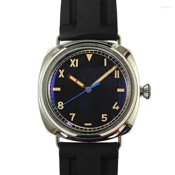 Нарученные часы мужские часы для NH35 C9 светящиеся ретро -военно -морские военно -морские флоты.