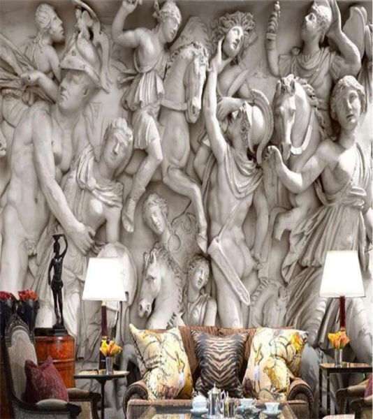 Custom Po Wallpaper 3d Europäische Römische Statuen Kunst Tapeten Restaurant Retro Sofa Hintergrund 3d Tapete Wandmalerei 29647987890285