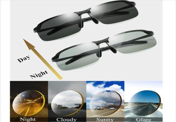 Occhiali da sole Pochromici uomini polarizzati Gli occhiali da camaleonte cambiano occhiali da sole HD Day Night Vision Driving Eyewear Black 7100950