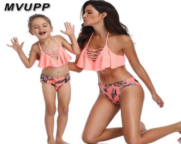 Mutter Tochter Badeanzug Familie passende Kleidung sexy Badebekleidung Mama und ich Outfits Mama Mutter Baby Look Bikini hohe Taille Kleider Y8165580