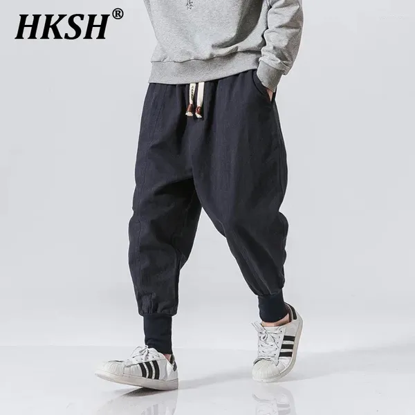 Pantaloni da uomo Hksh Tide Spring Summer Cotton Elastic di grandi dimensioni Cina-Chic Retro Casual Pencil Fashion Streetwear Pantaloni HK0160