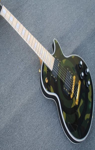 Редкий Zakk Wylde Matte Camouflage Black Bullseye Электрическая копия EMG пикапы золотой фермы крышка стержня кленововолонную швабру BL4114045