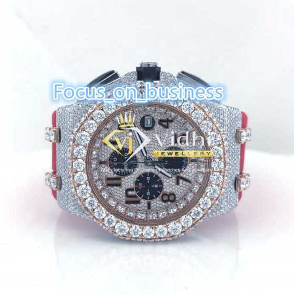Big Face Full Custom Luxury Band Hip Hop Diamond VVS Moissanite Механические автоматические спортивные часы для мужчин