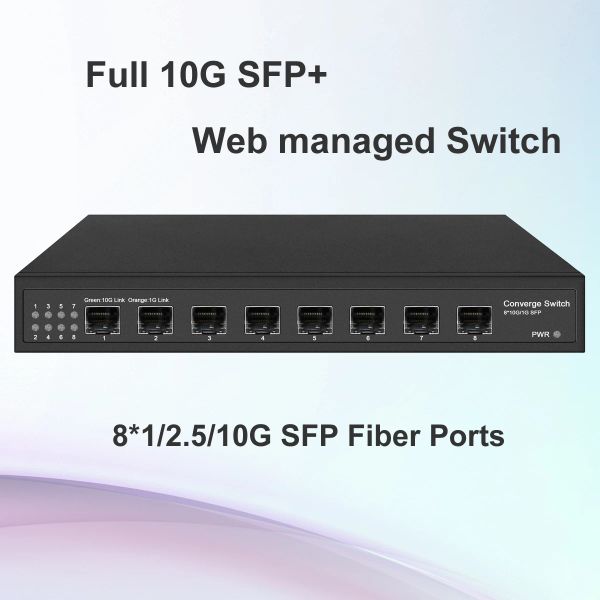Switches Smart Lite Web Multi Giga GIGA 10GB SFP+ 8 Switch de fibra de porta ATO Adaptive 1Gbps