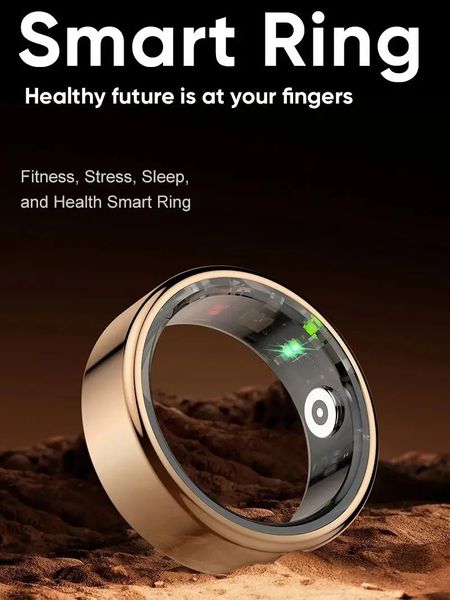 Smart Ring Health Tracker Aktivität Herzfrequenzmonitor Schlafrekorder Reminder IP68 wasserdichtes Niveau Gold 240415