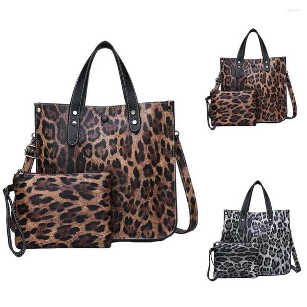 Bolsas de ombro Mulheres Leopardo Grande Capacidade Faux Leather Crossbody Bag Tote Bouch Travel