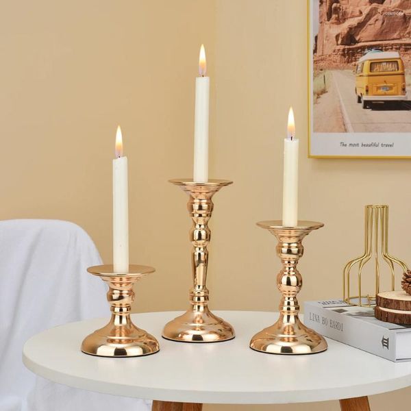 Kerzenhalter Set von 3 Säulen Kerzenstick Matte Schwarz Gold Tisch Kerzenhalter Hochzeit Kernbar Party Wohnzimmer Wohnzimmer Dekoration