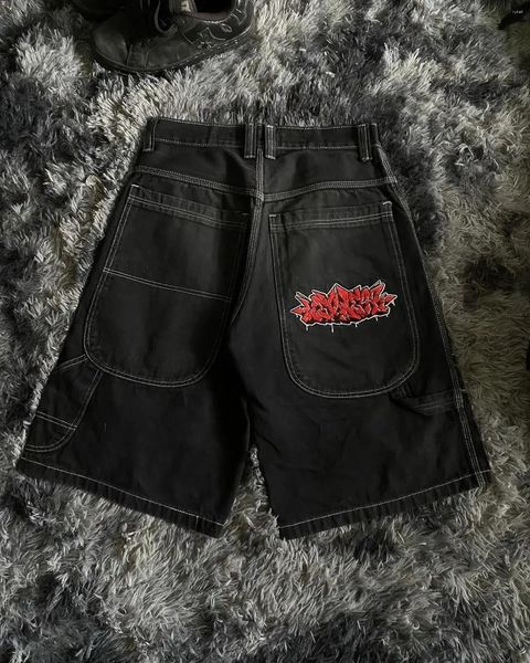 Herren Shorts Y2k Streetwear Hosen Hip Hop Taschenbrief Stickerei Baggy Denim Gymnern Männer Frauen hoher Taille Basketball