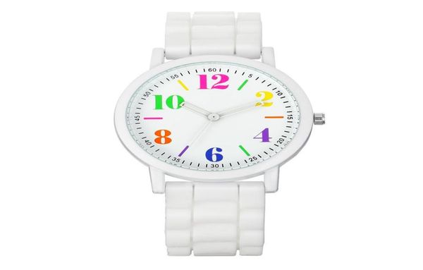 Buntes Zifferblatt Silicon Gummi weiche Bänder Uhren Mode Whole Kinder Kinder Jungen Mädchen Studenten Quarz Geschenk Designer Uhren 8219492