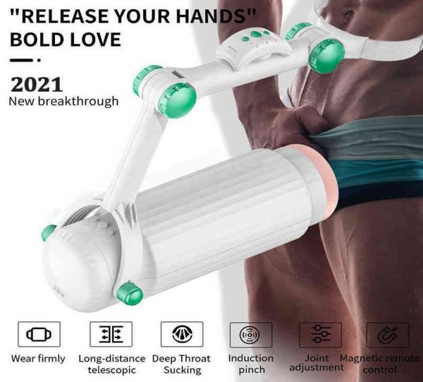 Nxy Sex Men Masturbadores Novo masturbador telescópico automático masculpator masculino ajustável Articulado ARM ORAL Anal Sex Machine Toys F6092712