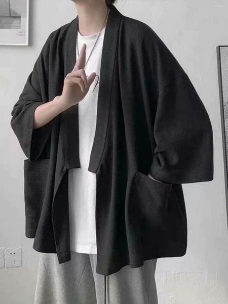 Мужские повседневные рубашки китайский костюм Tang Улучшен Hanfu Cardigan Cloak Ethnic Hoot Summer Cotton Lense Retro наряд длинная рубашка
