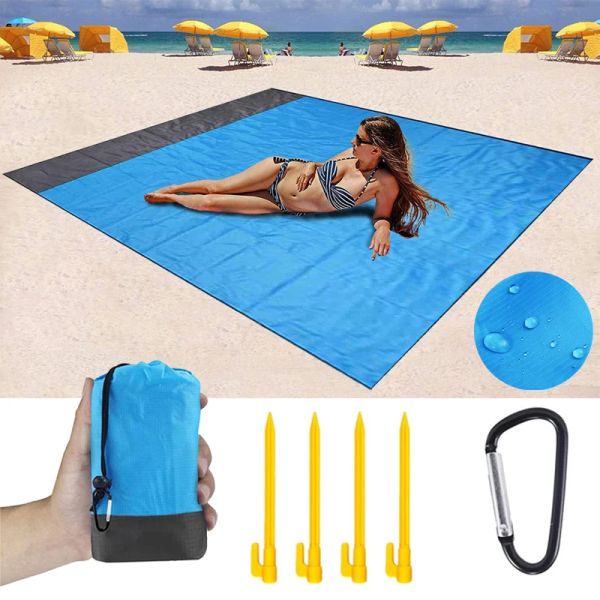 Pads 200x210 cm Große Strandmatte Anti -Sand -Sand -Strandtuch -Anti -Sand -Strand -Decke Picknick Wind verhindern