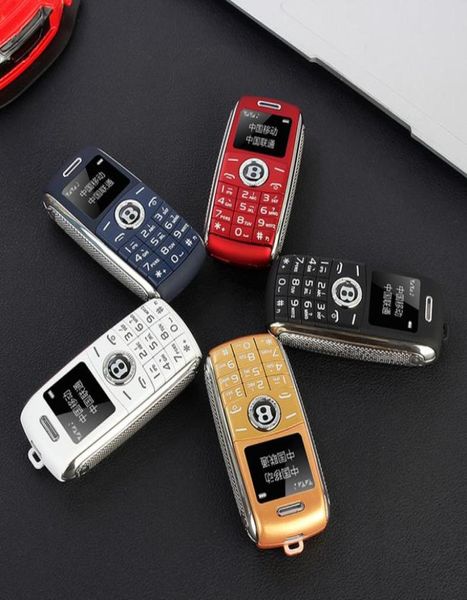 Kilitli Süper Mini Bluetooth Dialer Cep Telefonları Magic Sesli Bir Anahtar Kaydedici Celüler Dörtlü Band GSM Çift Sim Kart Bekleme Küçük Mo9770780