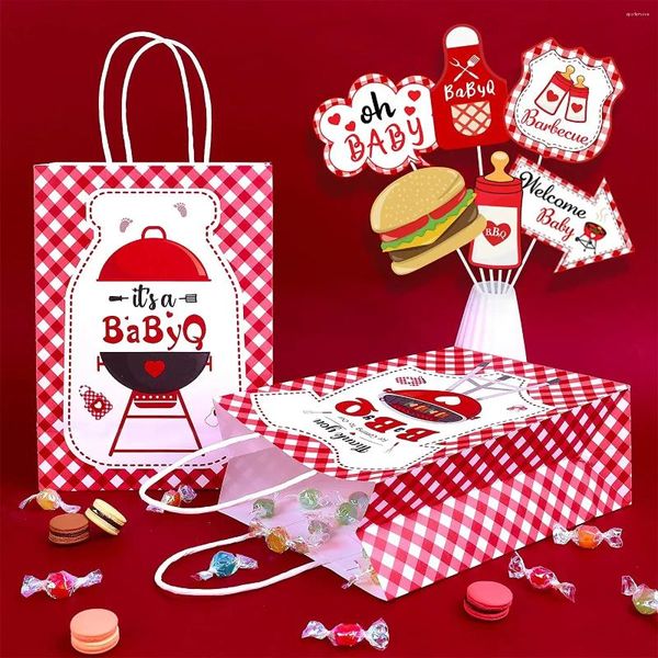 Geschenkverpackung Süßigkeiten Goodie -Taschen für Babyparty Picknick Party Supplies BBQ Thema Q 12pcs