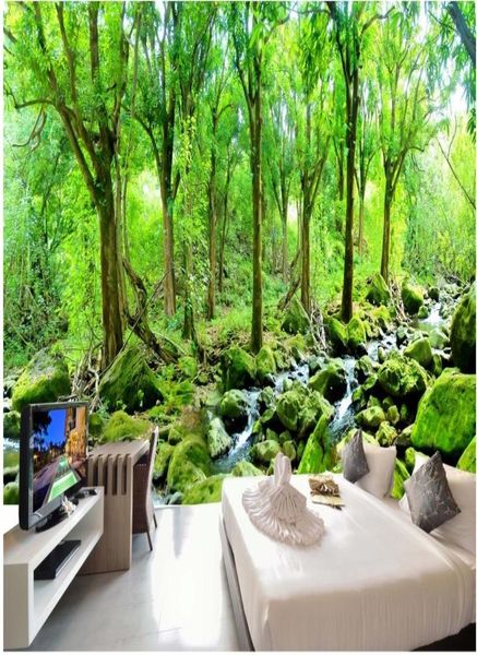 HD Масляная живопись лесной пейзаж Фоны стены 3D обои 3D стены для телевизора 6037228