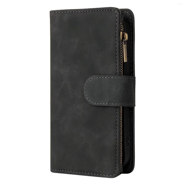 Kartenhalter Luxus inspiriert mit Reißverschluss Folio Buchhilfe Leder Flip Wallet Hülle für iPhone 14 Pro Max