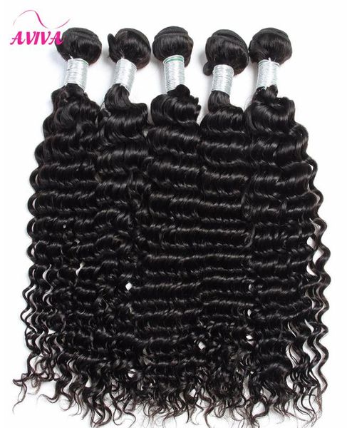 Brasileiros Deep Curly Virgin Hair Teclos 3pcslot Cor natural Jerry Curly 100 Extensões de cabelo humano podem ser tingidas1792032