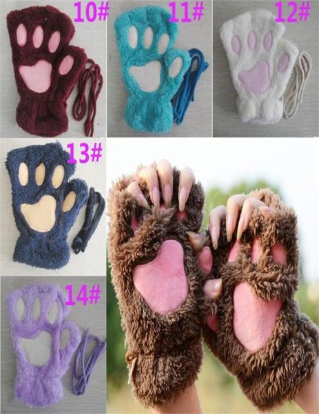 Женщины y плюшевые перчатки модные девочки зимние варежки для лап -перчатки сцены исполнение Prop милая кошачья кошачья перчатка DA0644041022