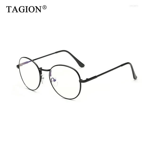 Sonnenbrille Tagion Legierung Rahmen Runde Lesebrille für Frauen Vintage Anti Blue Computer Goggles klare Linsen Model Eyewear 8627