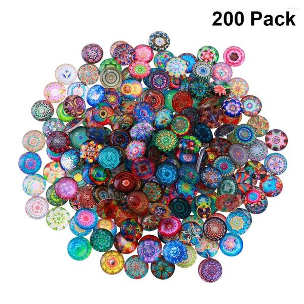 Adesivos de janela 200pcs 12mm Cabochons transparentes de vidro redondo mosaico misto Tiles para cameo pendente Botões artesanais artesanais