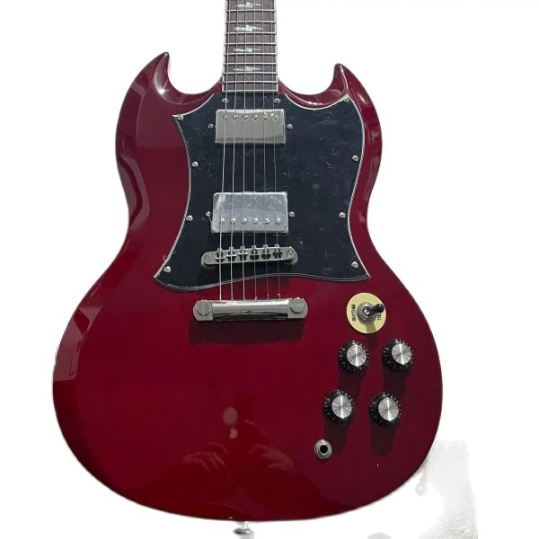 Cavi Nuovo Vino Red Color Standard Sg Electric Guitar, Solid Body With Flame Cover, Rosewood Tretboard, Thunder Tex