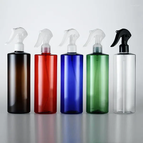 Garrafas de armazenamento embalagens de cosméticos por atacado Bamboo Trigger Spray Tampa 500ml Black Clear Plástico Bottle
