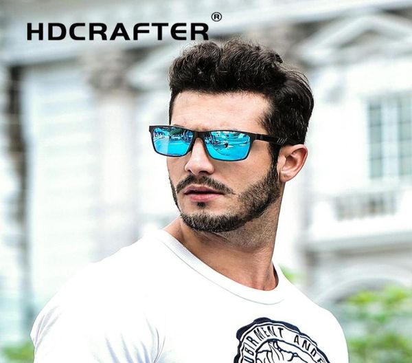 Hdcrafter Rechteck polarisierte Sonnenbrille Männer Aluminium Spiegelgespiegelte Schicht Fahrtellbrille für männliche UV4007577757