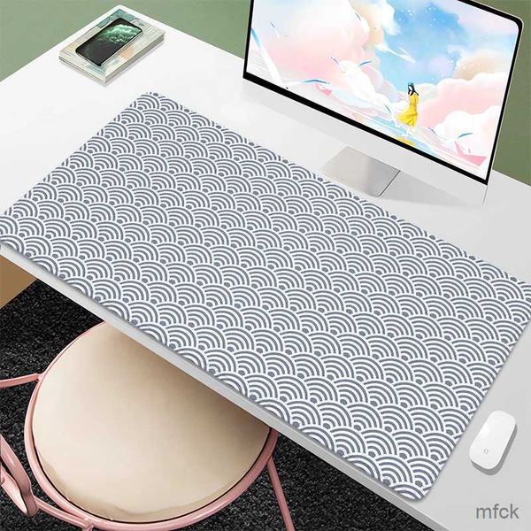 Mauspads Handgelenk ruhen große Maus -Pads japanische Wellen Mousepad xxl Gaming Mausmatte Schwarzweiß -PC -Spielerzubehör Desk Mat Office Accessoires