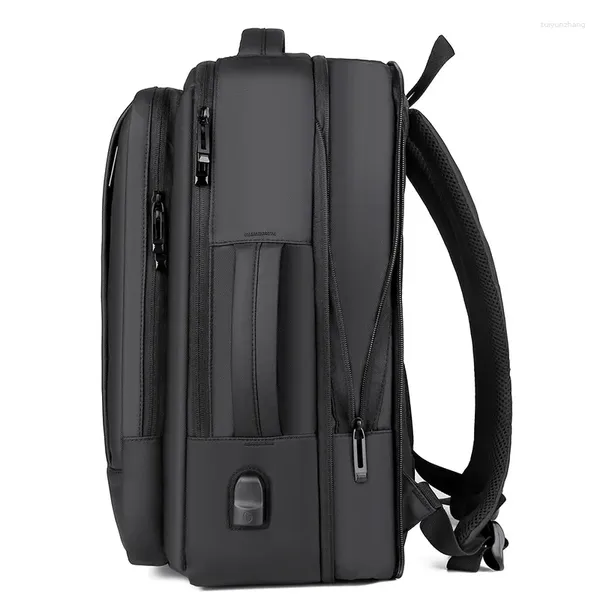 Backpack Waterproof Men Laptop 15,6 pollici di grande capacità Black Casual Computer USB Caring Back Pack