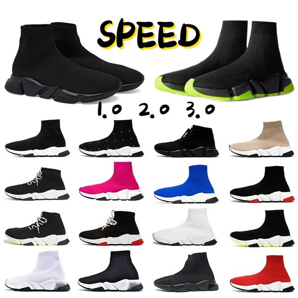 Sapatos Designer Mulheres Meia Men VELAGEM A GRAFFITI BRANCO BRANCO REL ROM Pink Clear Lace-up Lace-up Neon Socks Speed Runner Trainers Sneakers Sneakers Casual 36-47