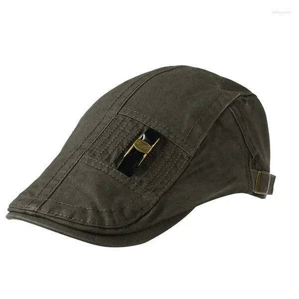 Berets Baumwoll Lederschnalle Kappen für Männer lässig mit Peak -Mütze Fashion Casquette Hut