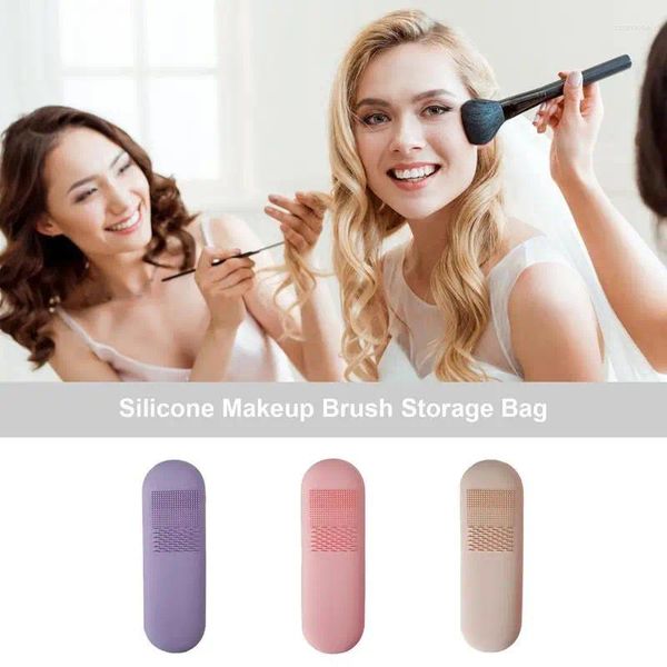 Scatole di stoccaggio borsa di pennello per trucco con fodera per occhio silicone portatile basamento per labbra organizzatore di viaggio cosmetico