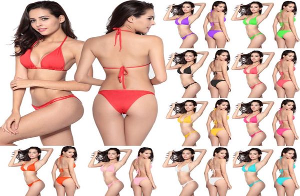 Mayo Kadın Mayoları için Seksi Bikini Kadınlar Plaj Giyim Düz Renk Dizesi Bikini İki Parça 2019 Avrupa ABD ST5499312962