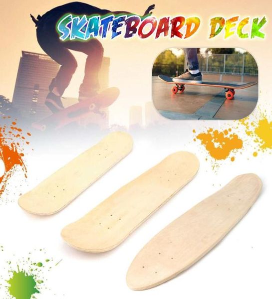 24 polegadas de skate de peixes de 24 polegadas de madeira de madeira de madeira de madeira em branco placar peças de deck feliz bebê diy skateboard acessórios de deck5452618