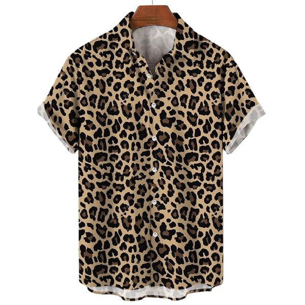 Gelegenheitshemden Männer Kurzarm Tops Lose Kleidung Tiger gedruckter trendiger Streetwear Harajuku Mode für Hawaiian 240415