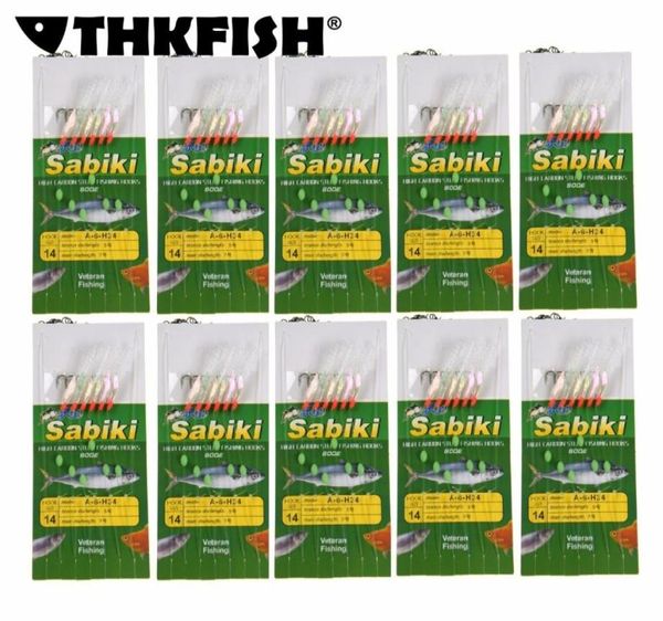 10 pacotes 60pcs 1020 Pesca Sabiki Rigs Pesca de água salgada Sabiki isca de peixe isca de pele Rigas de pesca Lures de gabarito 2010304445156