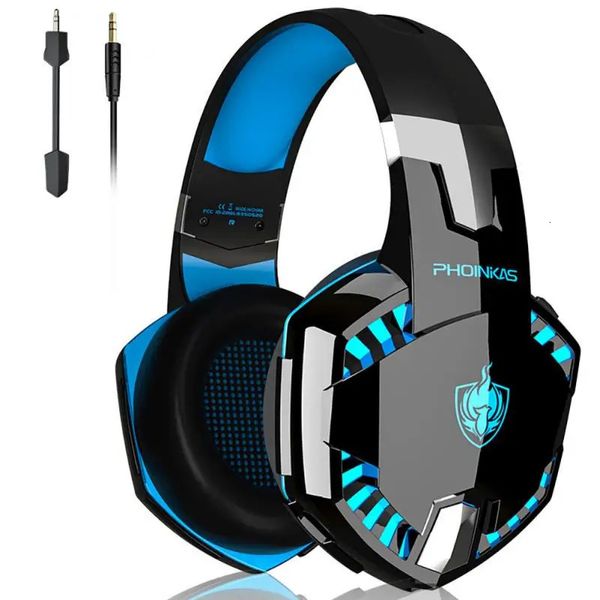 Kotion Jede Gaming -Kopfhörer Wireless Bluetooth 5.0 Stereo -Spiel Ohrhörer -Headset mit Mikrofon -LED -Licht für Computer PC Gamer 240314