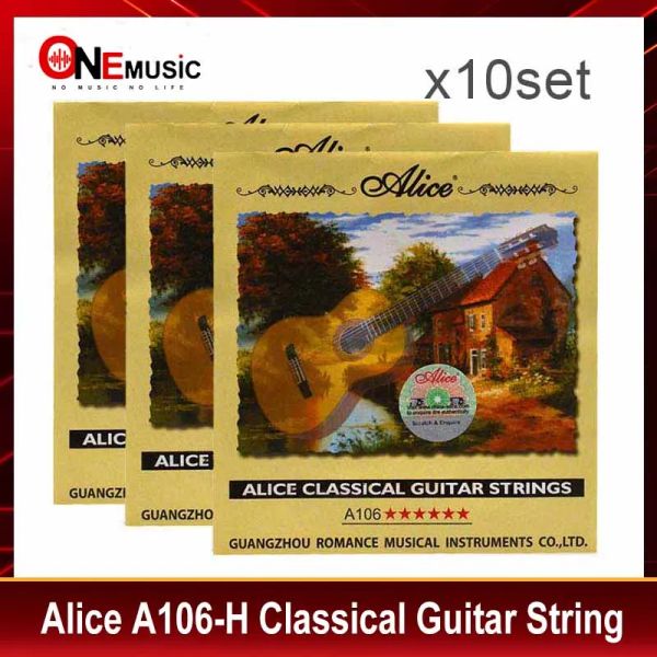 Cabos 10set/lote guitarra clássica string cordas da guitarra nylon clear string tensão dura Alice A106H Encordoento