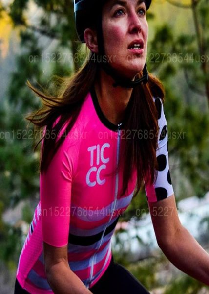 ROPA Ciclismo 2020 Ticcc Women Cycling Jersey Pink Summer Mtb Road Bike RCC Ciclismo Roupas de bicicleta respirável Riding Wear1483343