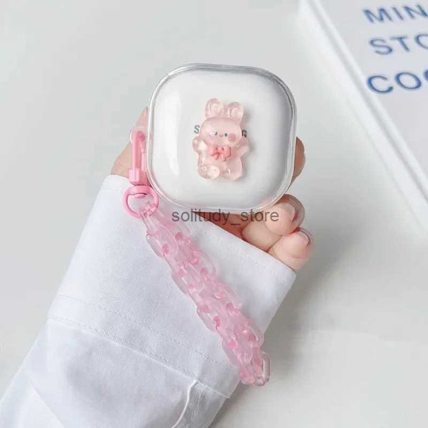 Acessórios para fones de ouvido Korean Cute de desenho animado transparente capa de ouvido adequado para samsung galaxy buds Fe 2 Pro Bracelet Box Live q240415