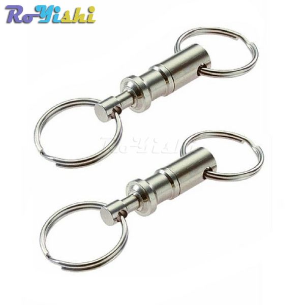 Keychains Removível Keyring Release rápida Chave de chaves dupla anel destacável Ring Snap Lock Stand Steel Pulapart Tecla anéis