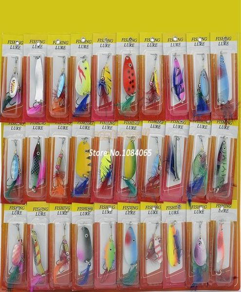 Alta qualidade 30pcs Vários variados de pesca de penas de penas Crankbaits ganchos de iscas de pesca atendem iscas artificiais TK0807 A00123268286