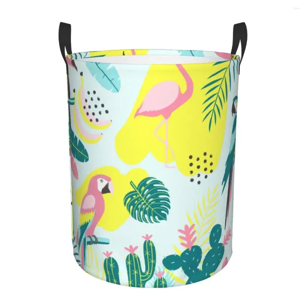 Wäschetaschen Klapper Korb Tropical Toucan Flamingos Papagei schmutzige Kleidung Spielzeug Aufbewahrungsbahler Kleiderschrank Kleidungs Organizer Korb beherrschen