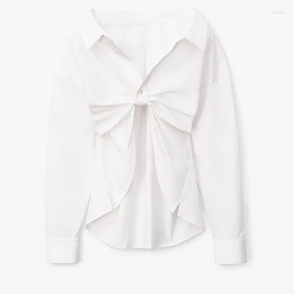 Bloups feminina fêmea de algodão drapeado de algodão drapeado de alta qualidade Button de lapela de alta qualidade Mulheres 2024 Sexy End Y2K Clowaway