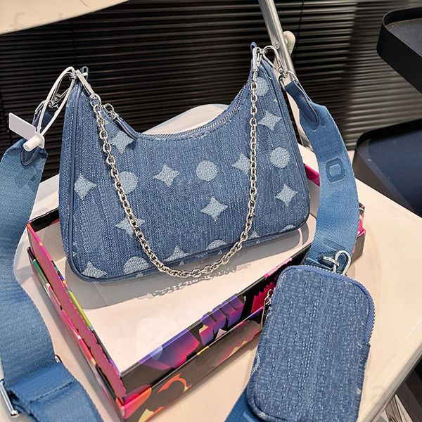 2024 Neue Denim Designer-Bag-Umhängetasche Tasche Crossbody-Taschen-Tasche Einkaufstasche Mode Frauen Tasche Cluth Bag Hobo Kordelschneider zweier