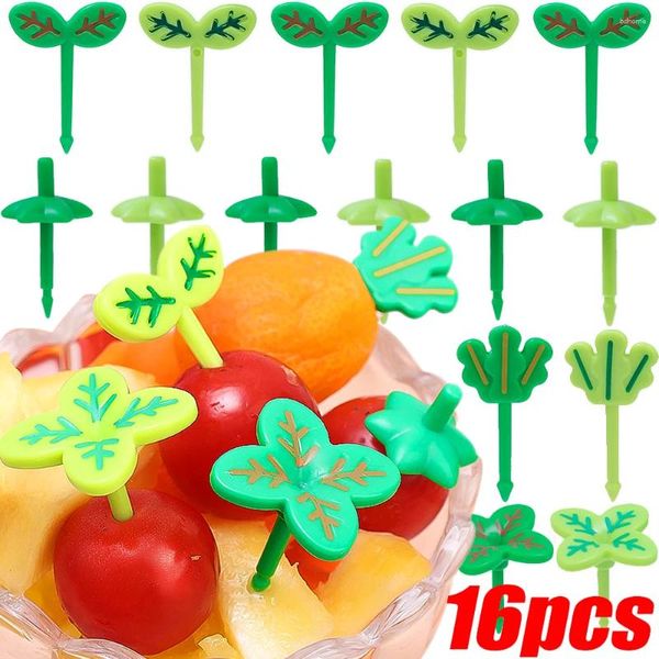 Forks criativas de folhas de frutas criativas Padrão de mini -crianças resuscâncias sobremesa de bolo de lanches Pick Pick de dente Bento Decoração