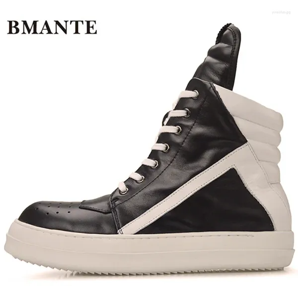 Scarpe casual Bmante uomini stivali caviglie in alto in cima vera sneaker da uomo sneaker piattaforma di lusso lace-up zip inverno gotico scuro owen