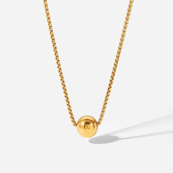 INS minimalistischen Stil Gold Ball Anhänger Halskette Kette Kette Ausholung 18k Gold Edelstahl Halskette für Frauen Personalisierten Schmuck